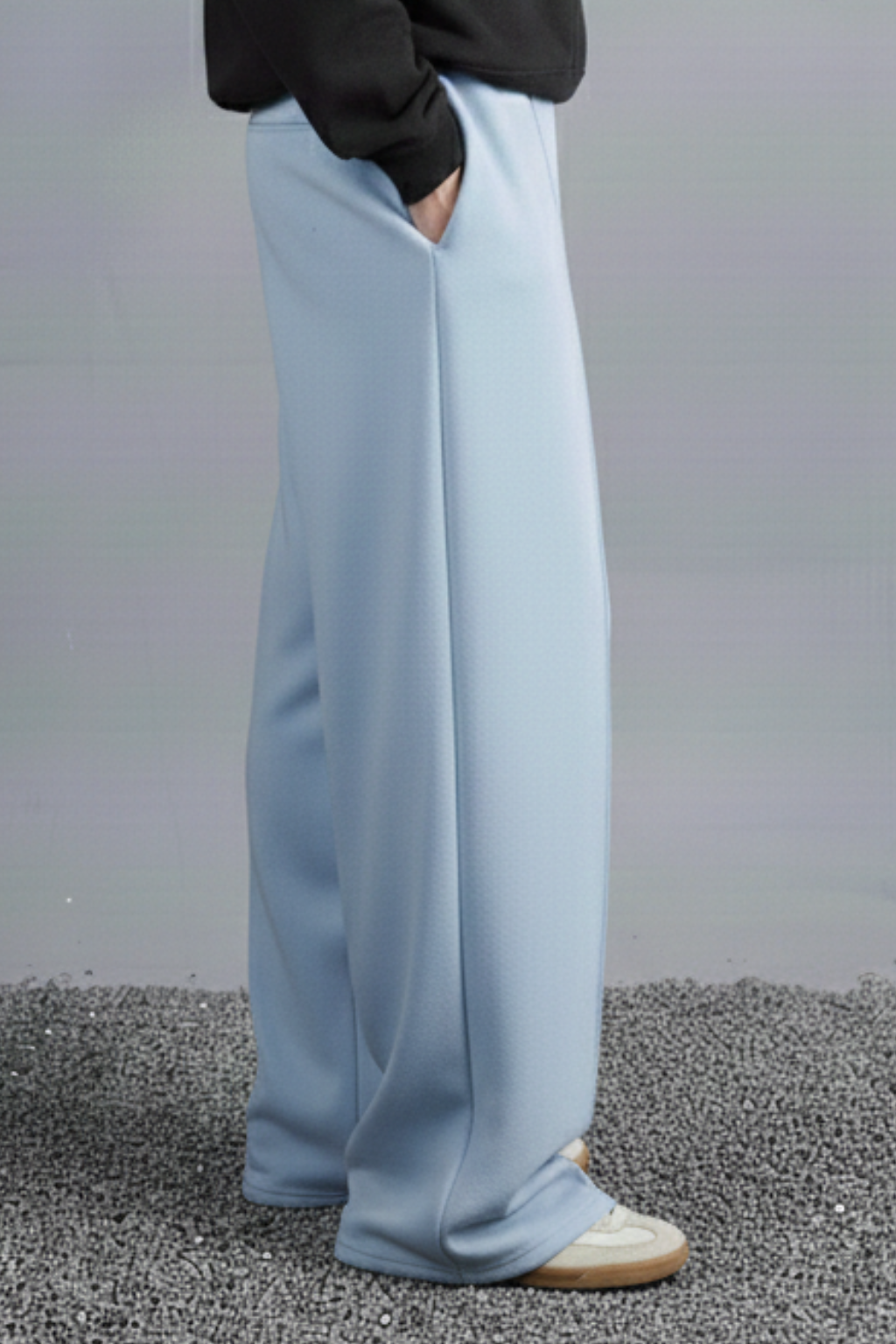 Serene Blue Flow Wide-Leg Trousers - Light Blue