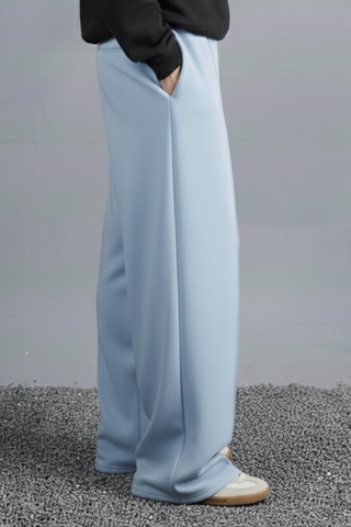 Serene Blue Flow Wide-Leg Trousers - Light Blue