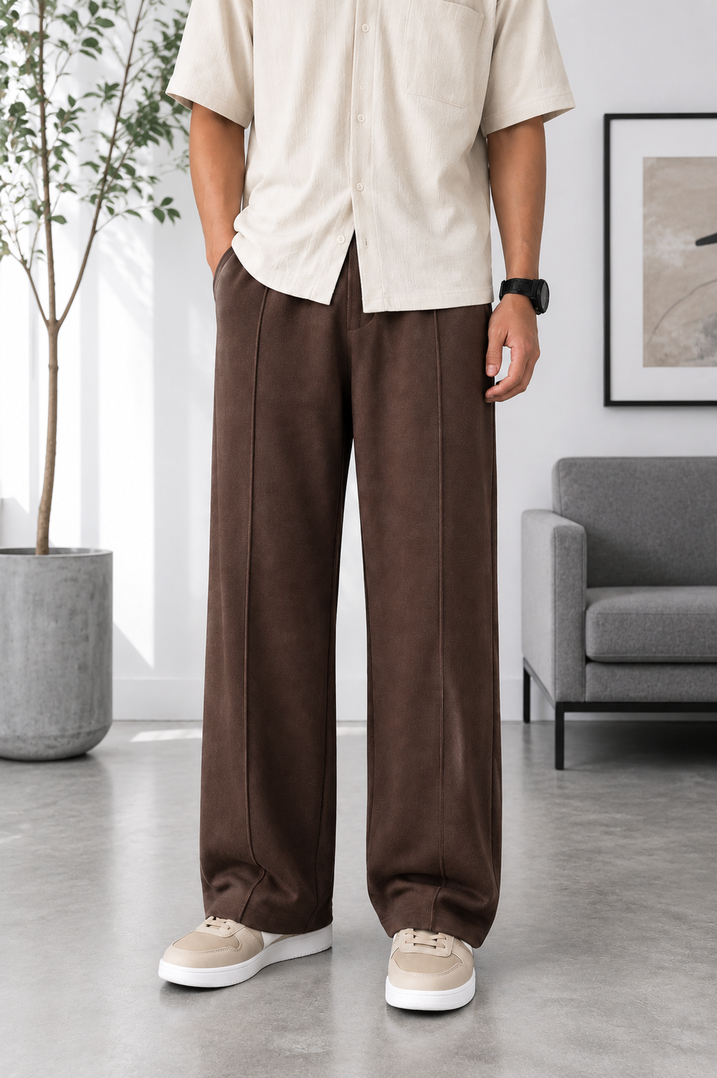 Classic Brown Relaxed-Fit Trouser