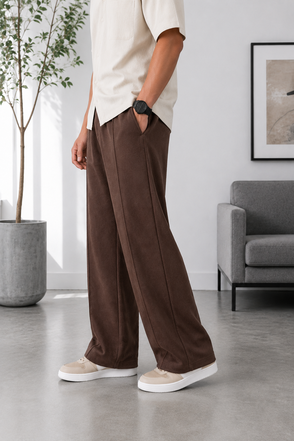 Classic Brown Relaxed-Fit Trouser