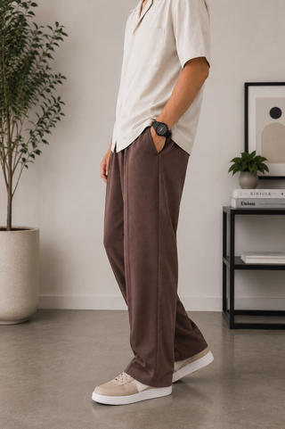 Classic Brown Relaxed-Fit Trouser
