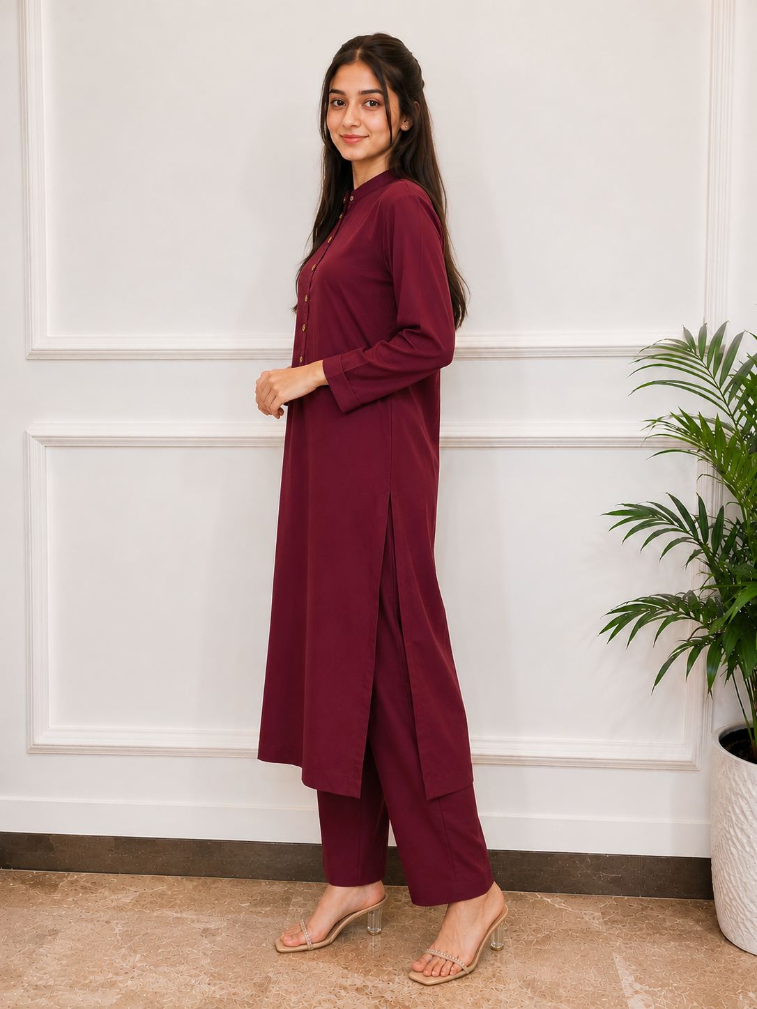 Plum Cotton Kurta Co-ord Set