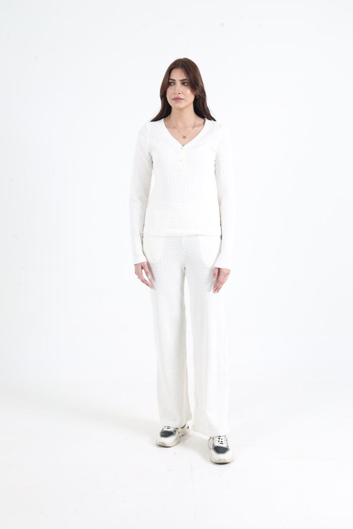 Ivory Bliss Ribbed Co-Ord Set