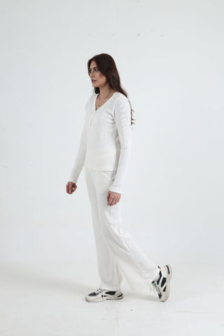 Ivory Bliss Ribbed Co-Ord Set