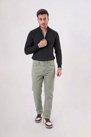 Sage Green Slim Fit Stretch Pants