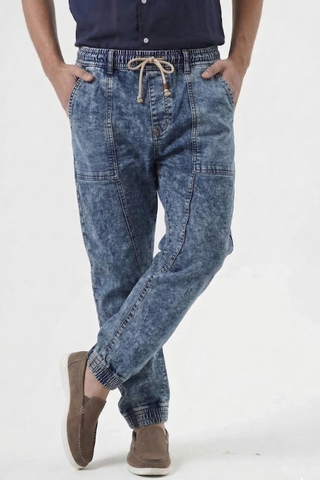 Acid Wash Denim Utility Pants