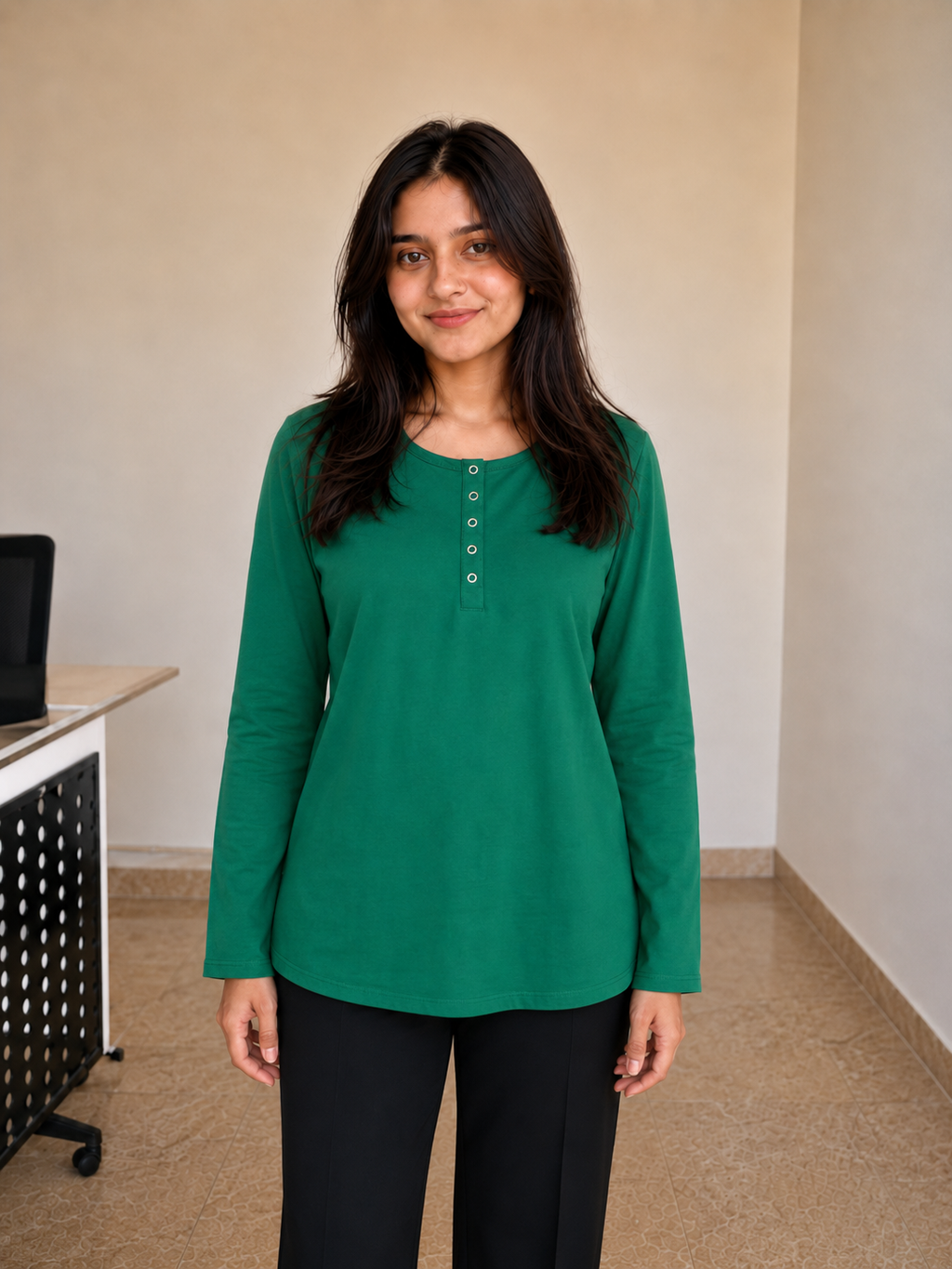 Emerald green casual women co-ord set front view