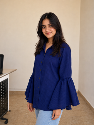 Royal blue women co-ord set side view